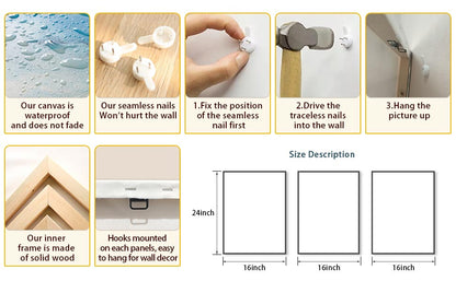 Set of 3 Aurora Borealis Canvas Wall Art