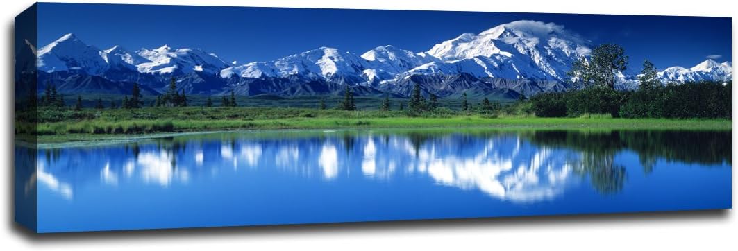 Mount McKinley - Lakes - 36x12 Gallery Wrapped Canvas Wall Art