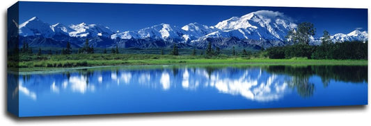 Mount McKinley - Lakes - 36x12 Gallery Wrapped Canvas Wall Art
