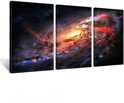 Space Landscape Stretched Canvas Set: Universe Galaxy Triptych