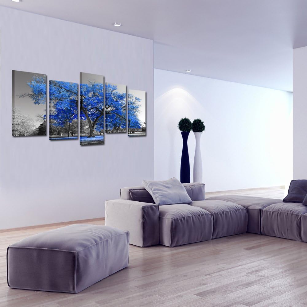 Contemporary Blue Tree Canvas Print - Fall Landscape