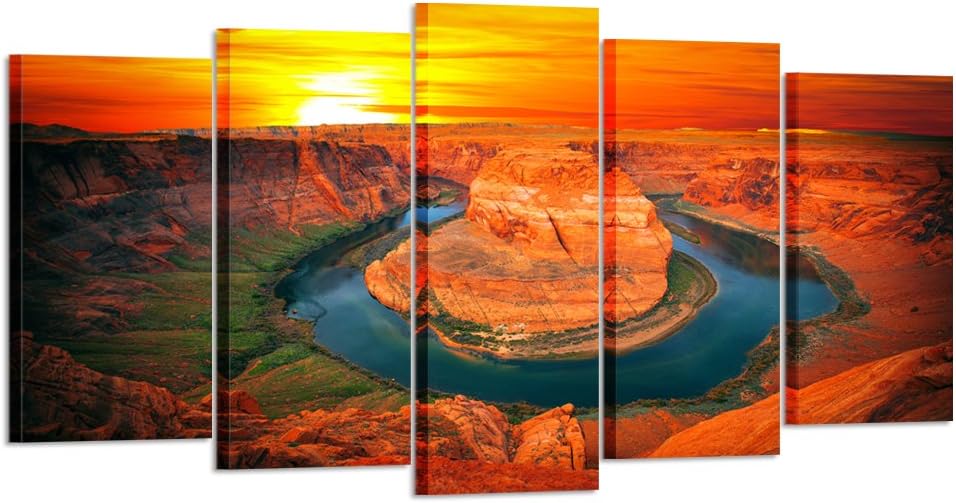 Sunset Moment at Horseshoe Bend - Canvas Wall Art Set (60x32inch)