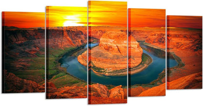 Sunset Moment at Horseshoe Bend - Canvas Wall Art Set (60x32inch)