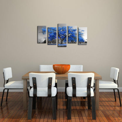 Contemporary Blue Tree Canvas Print - Fall Landscape