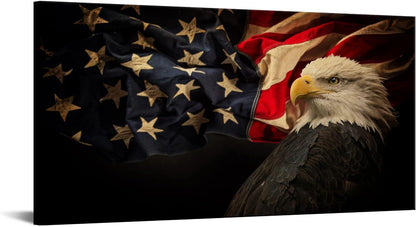 Patriotic Bald Eagle Canvas Wall Art