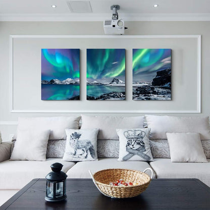 Set of 3 Aurora Borealis Canvas Wall Art