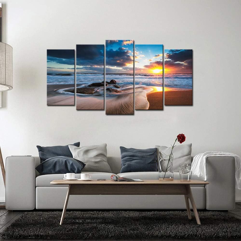 Seaside Sunrise Canvas: Stunning Beach Wall Art