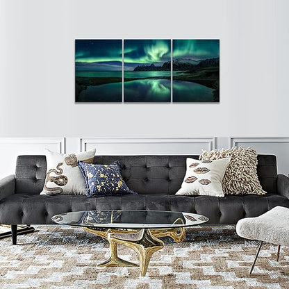 3 12x16” Northern Lights Canvas Wall Art