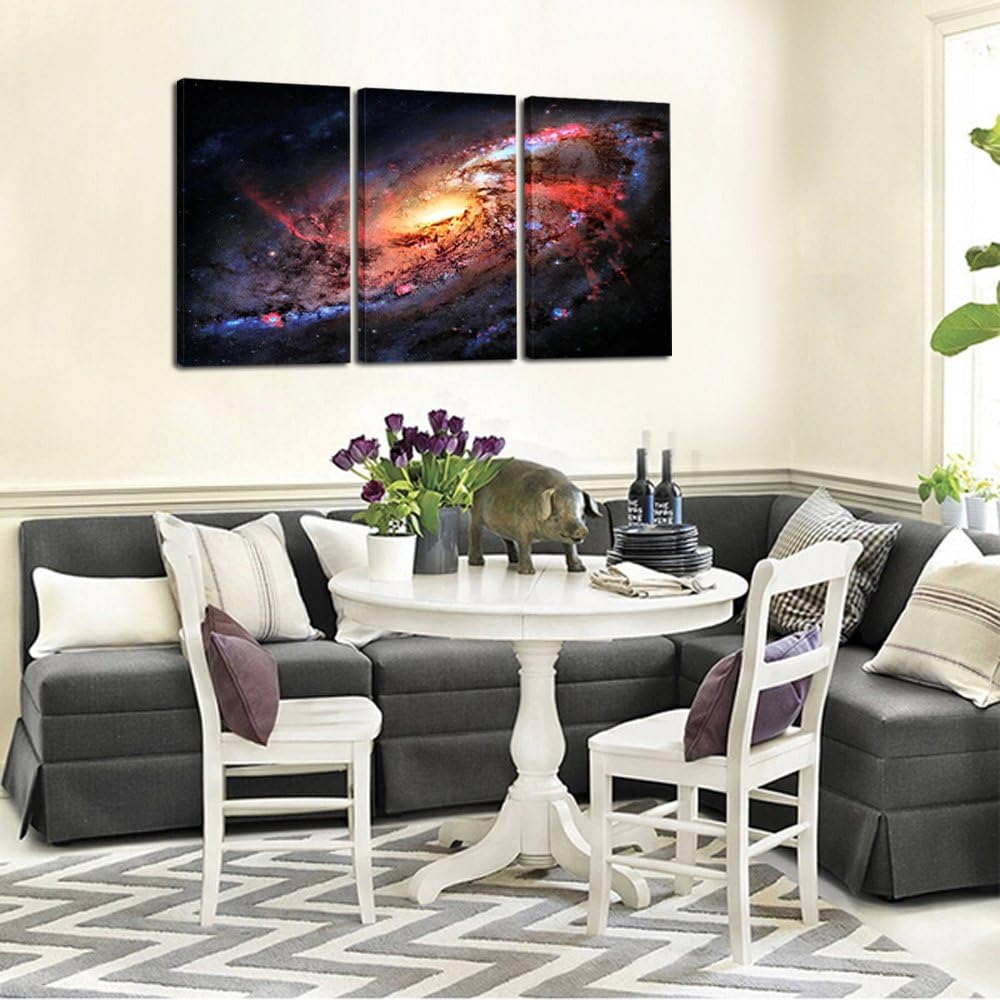 Space Landscape Stretched Canvas Set: Universe Galaxy Triptych