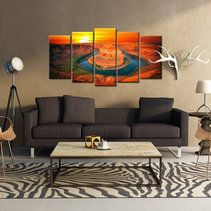 Sunset Moment at Horseshoe Bend - Canvas Wall Art Set (60x32inch)