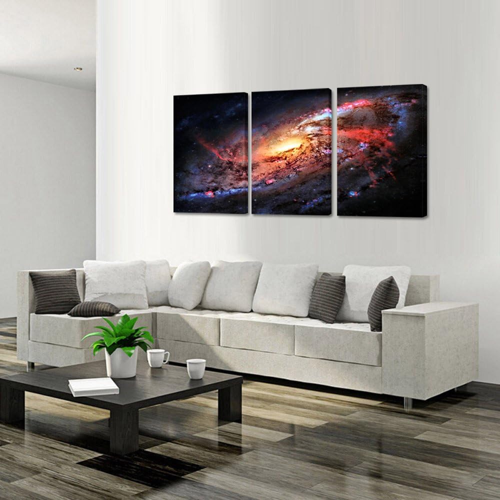 Space Landscape Stretched Canvas Set: Universe Galaxy Triptych