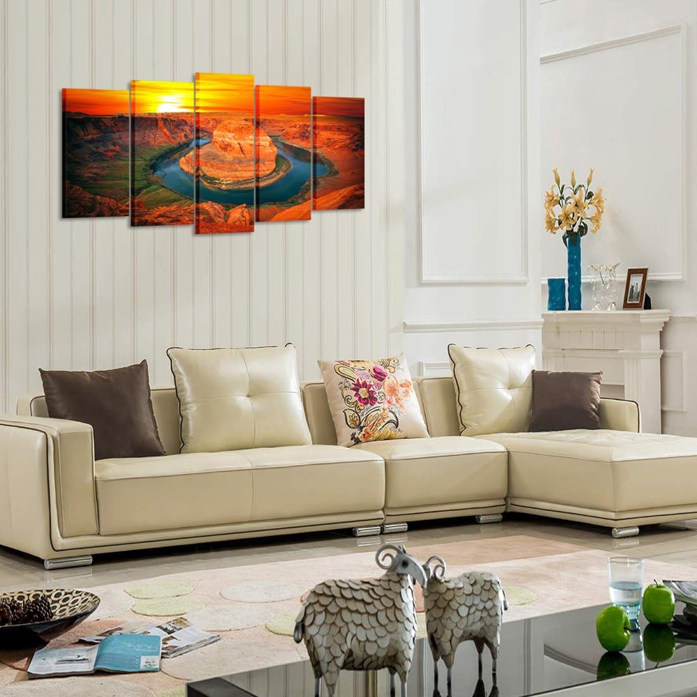 Sunset Moment at Horseshoe Bend - Canvas Wall Art Set (60x32inch)