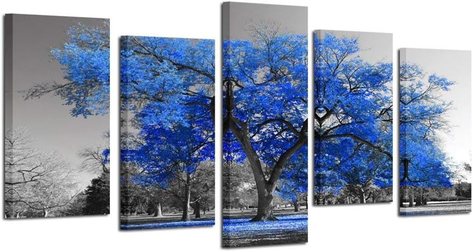 Contemporary Blue Tree Canvas Print - Fall Landscape