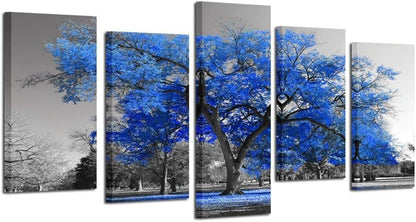 Contemporary Blue Tree Canvas Print - Fall Landscape