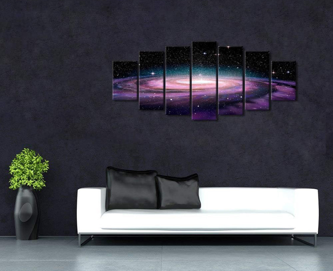 Visual Art Decor Space Canvas Wall Art Starry Galaxy Universe Painting Home Office Living Room Wall Decoration, Framed Ready to Hang 70inchx32inch