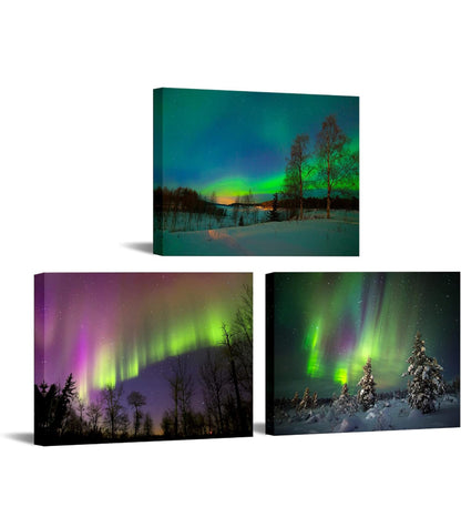 3 Piece Canvas Prints Northern Light Canvas Set