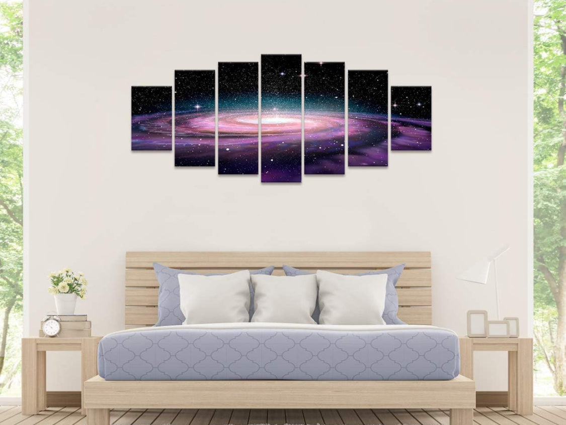 Visual Art Decor Space Canvas Wall Art Starry Galaxy Universe Painting Home Office Living Room Wall Decoration, Framed Ready to Hang 70inchx32inch