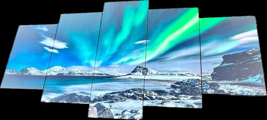 Large Wall Decor For Living Room Canvas Wall Art For Bedroom Blue Aurora Scenery Paintings Modern Canvas Art Prints Ready To Hang Office Wall Pictures For Home Wall Decorations Artwork 5 Piece Set