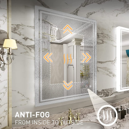 20 X 28 Inch LED Lighted Bathroom Mirror Backlit Mirror with Lights Anti-Fog Dimmable Wall Mounted Makeup Mirror with with Front Lights & Backlight(Horizontal&Vertical)