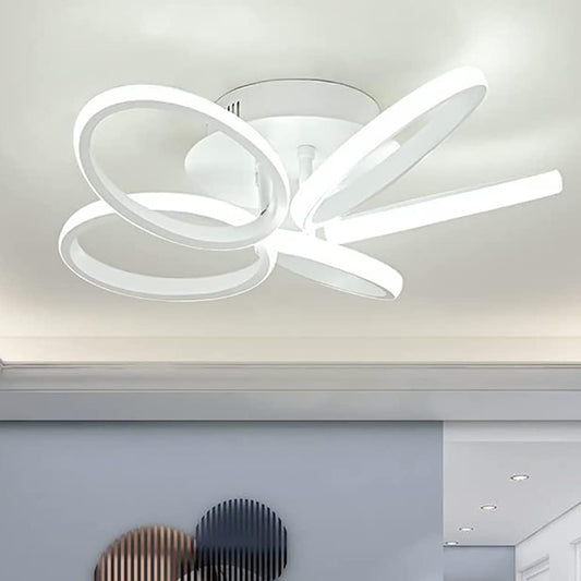 Modern LED Ceiling Light Fixture, 19.6'' 6000K Acrylic Ceiling Light, Semi Flush Mounted Ceiling Lamp Flower Shape for Dinning Room Bedroom Kitchen Hallway