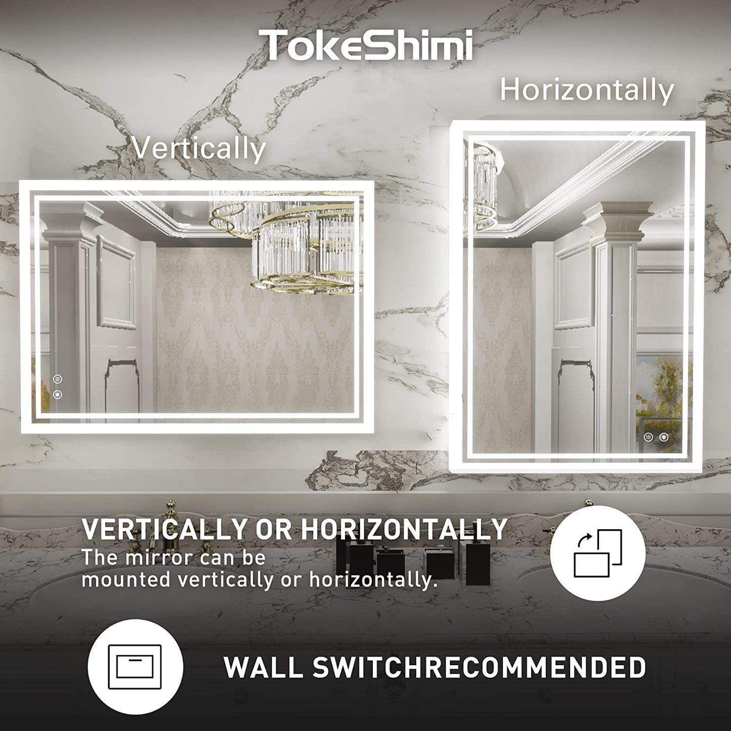 20 X 28 Inch LED Lighted Bathroom Mirror Backlit Mirror with Lights Anti-Fog Dimmable Wall Mounted Makeup Mirror with with Front Lights & Backlight(Horizontal&Vertical)