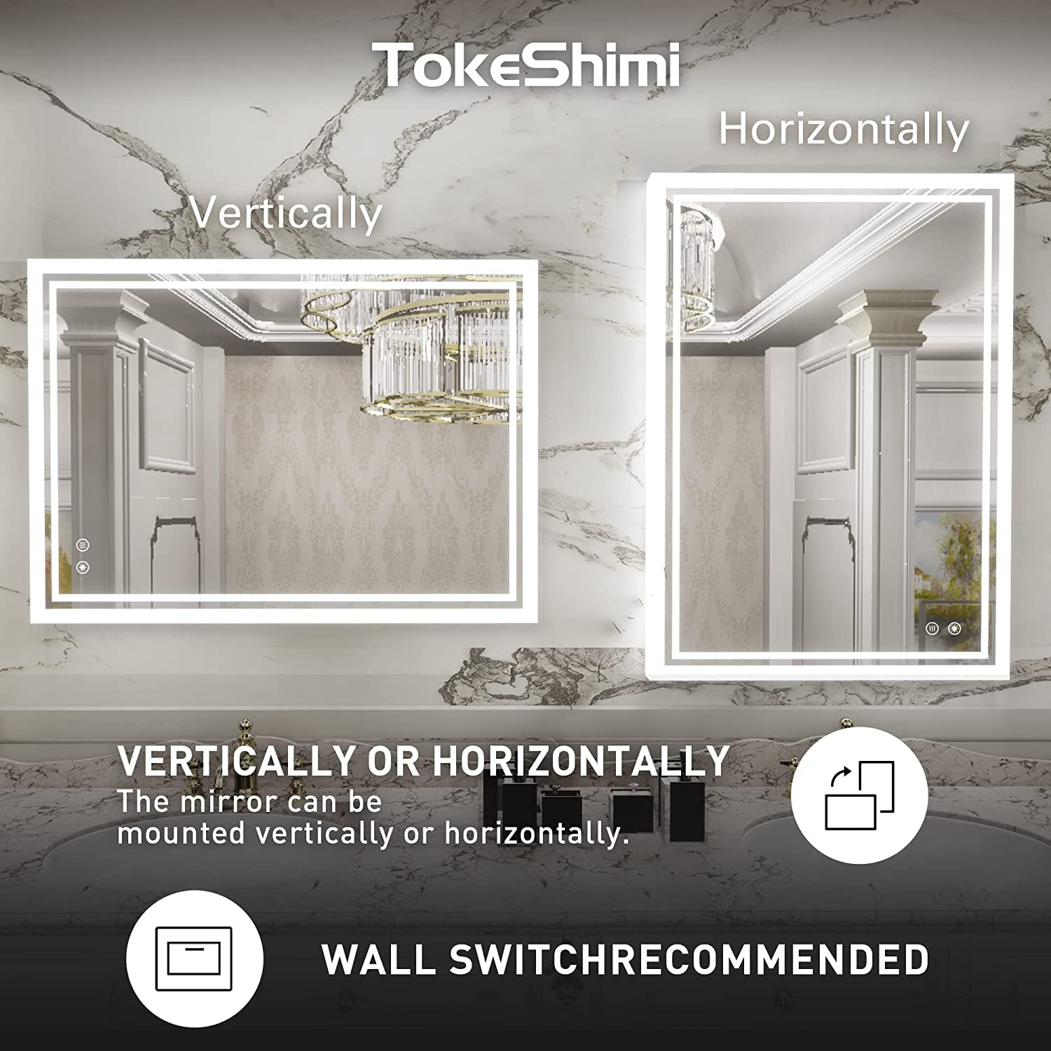 20 X 28 Inch LED Lighted Bathroom Mirror Backlit Mirror with Lights Anti-Fog Dimmable Wall Mounted Makeup Mirror with with Front Lights & Backlight(Horizontal&Vertical)