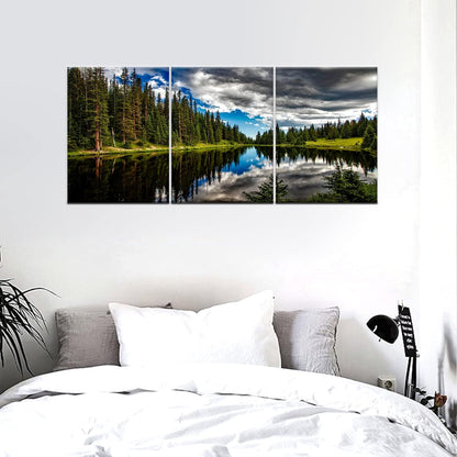 Canvas Wall Art Prints Landscape with Turquoise Lake and Mountain Pictures Posters on Canvas Stretched and Framed for Bedroom Modern Home Office Wall Decor Wooden Framed Ready to Hang [36''Wx 16''H]