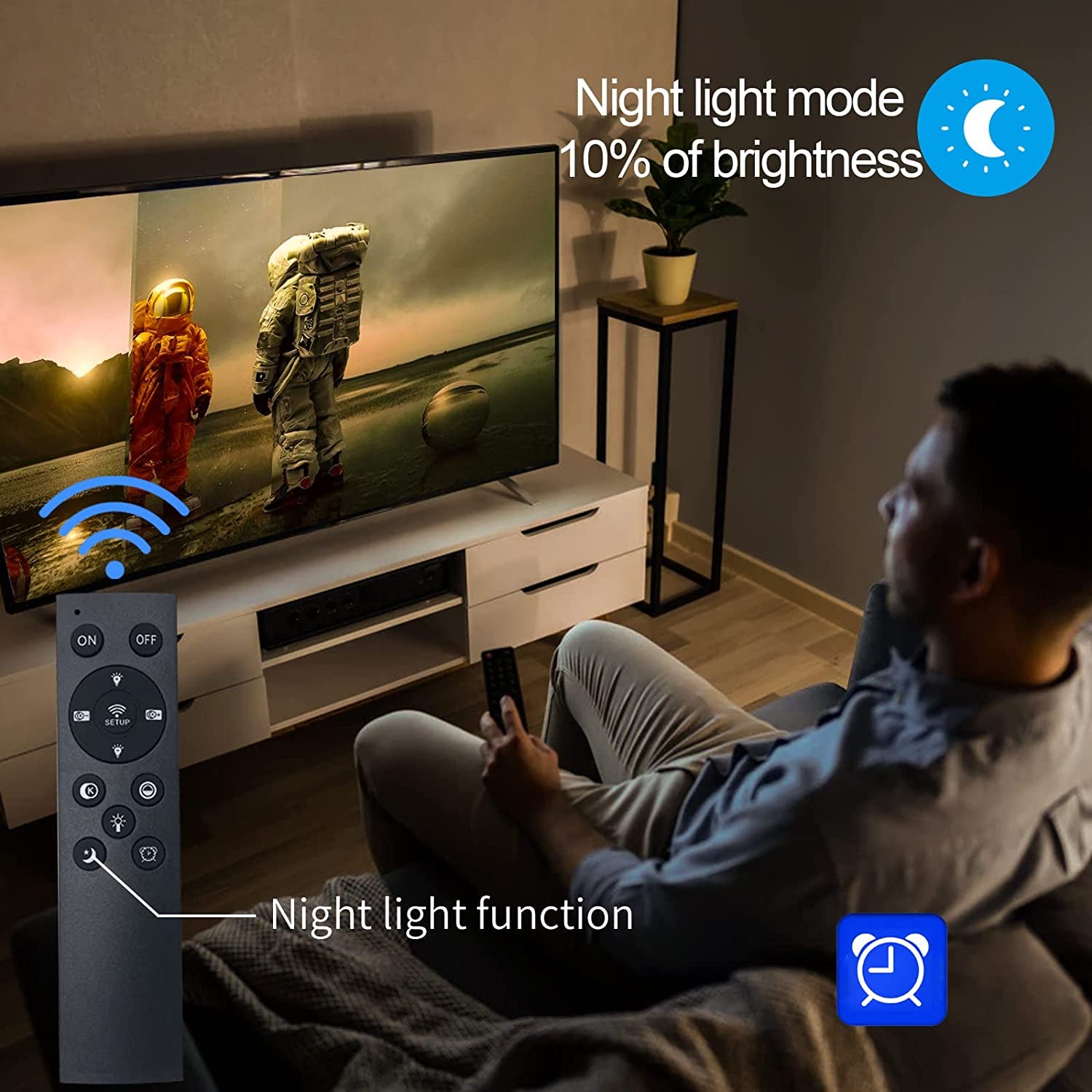 Modern LED Ceiling Light 106W Dimmable Acrylic Ceiling Lamp with Remote Control 6 Rings Circle Living Room Light Fixtures Ceiling Black Ceiling Chandelier Lighting for Bedroom Dining Room (5+1B01)