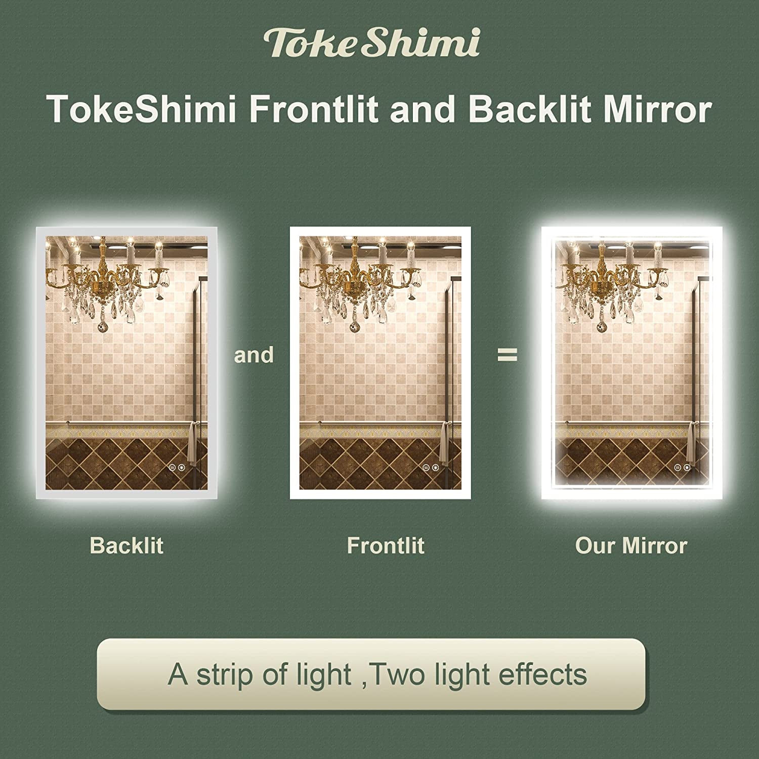 20 X 28 Inch LED Lighted Bathroom Mirror Backlit Mirror with Lights Anti-Fog Dimmable Wall Mounted Makeup Mirror with with Front Lights & Backlight(Horizontal&Vertical)