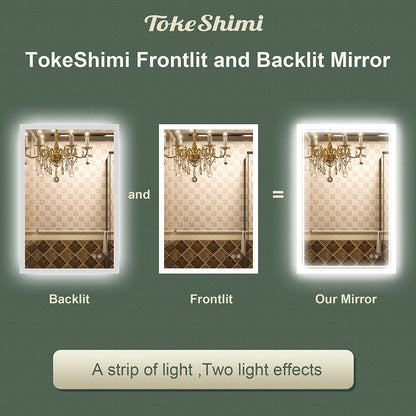 20 X 28 Inch LED Lighted Bathroom Mirror Backlit Mirror with Lights Anti-Fog Dimmable Wall Mounted Makeup Mirror with with Front Lights & Backlight(Horizontal&Vertical)