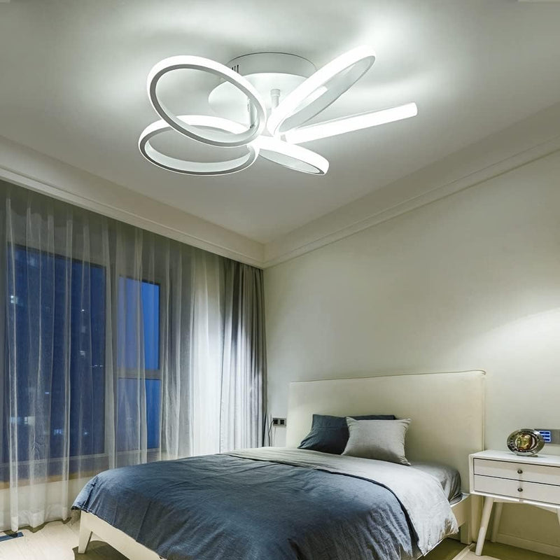 Modern LED Ceiling Light Fixture, 19.6'' 6000K Acrylic Ceiling Light, Semi Flush Mounted Ceiling Lamp Flower Shape for Dinning Room Bedroom Kitchen Hallway