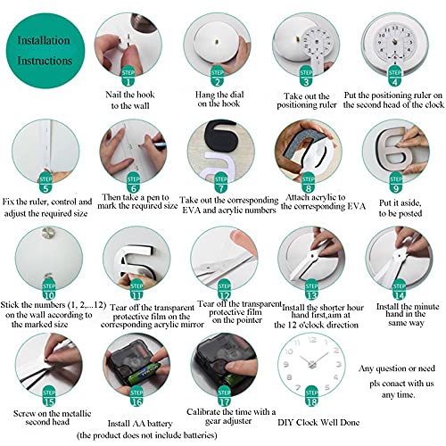 3D DIY Wall Clock Numerals Clock