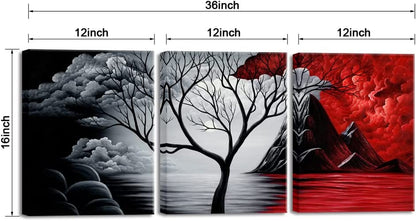 the Cloud Tree Wall Art Oil Paintings Giclee Landscape Canvas Prints for Home Decorations, 3 Panels