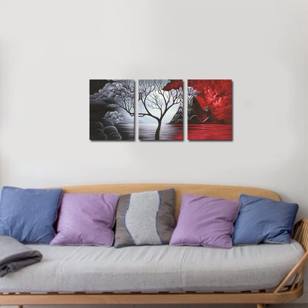the Cloud Tree Wall Art Oil Paintings Giclee Landscape Canvas Prints for Home Decorations, 3 Panels