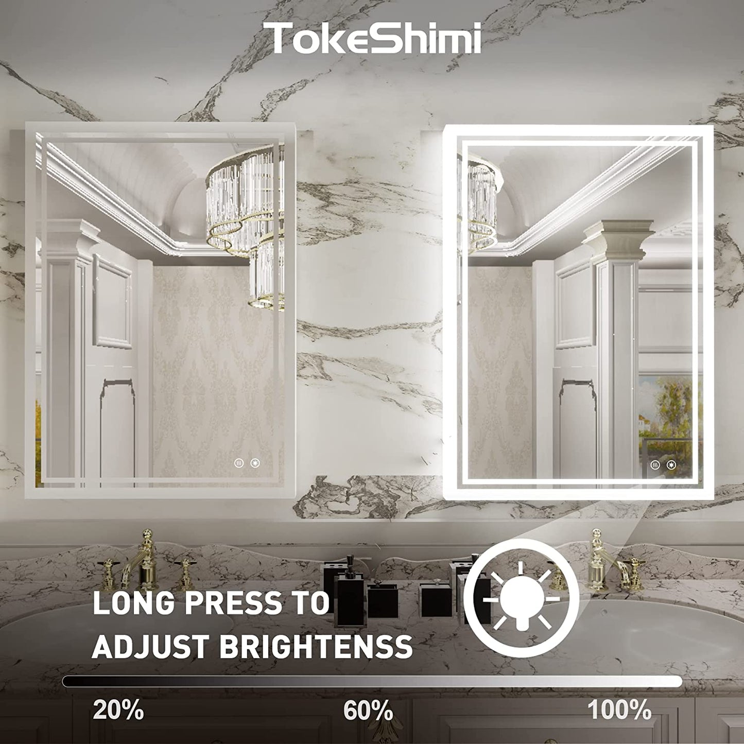 20 X 28 Inch LED Lighted Bathroom Mirror Backlit Mirror with Lights Anti-Fog Dimmable Wall Mounted Makeup Mirror with with Front Lights & Backlight(Horizontal&Vertical)