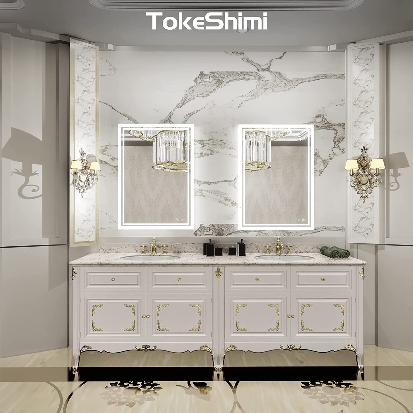 20 X 28 Inch LED Lighted Bathroom Mirror Backlit Mirror with Lights Anti-Fog Dimmable Wall Mounted Makeup Mirror with with Front Lights & Backlight(Horizontal&Vertical)