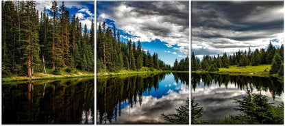 Canvas Wall Art Prints Landscape with Turquoise Lake and Mountain Pictures Posters on Canvas Stretched and Framed for Bedroom Modern Home Office Wall Decor Wooden Framed Ready to Hang [36''Wx 16''H]