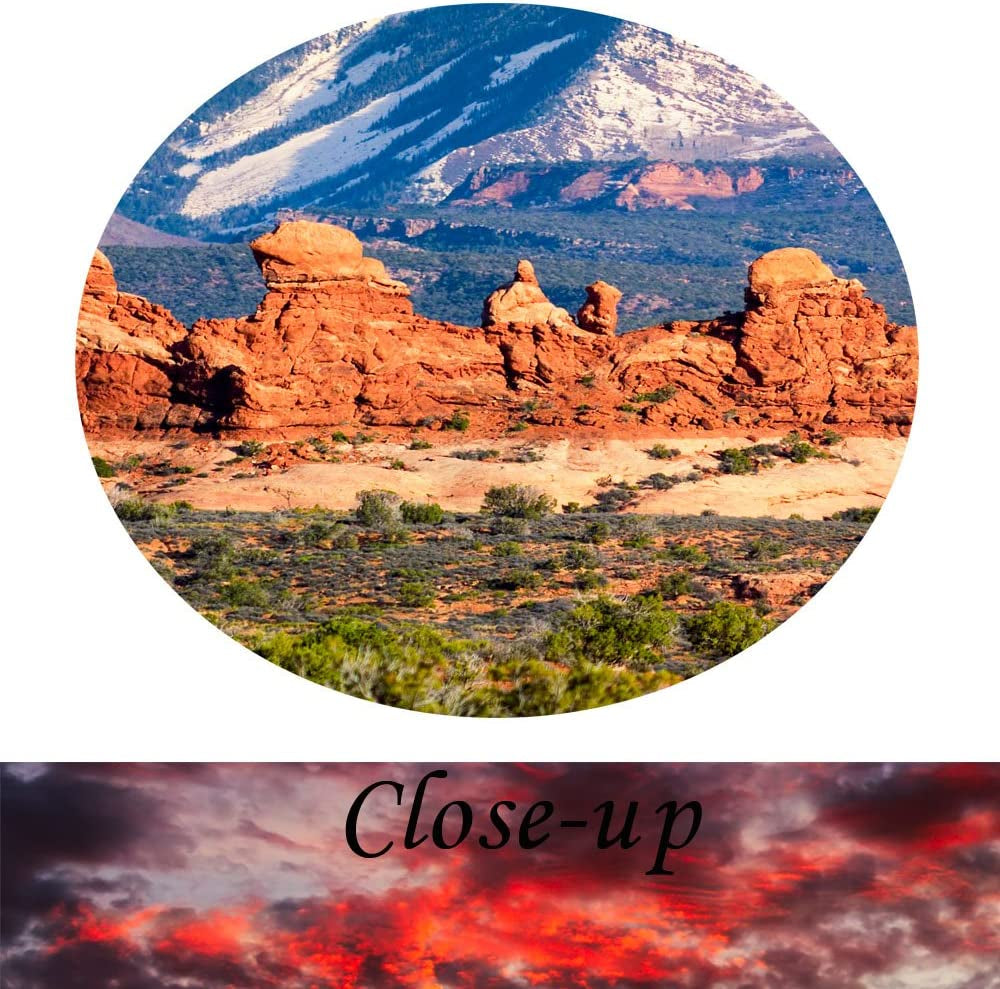 5 Pieces Modern Canvas Painting Wall Art Red Clouds and Cool Rocky Mountains in Arches National Park Utah Sunset Landscape Print on Canvas Giclee for Home Decor