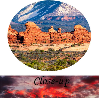 5 Pieces Modern Canvas Painting Wall Art Red Clouds and Cool Rocky Mountains in Arches National Park Utah Sunset Landscape Print on Canvas Giclee for Home Decor